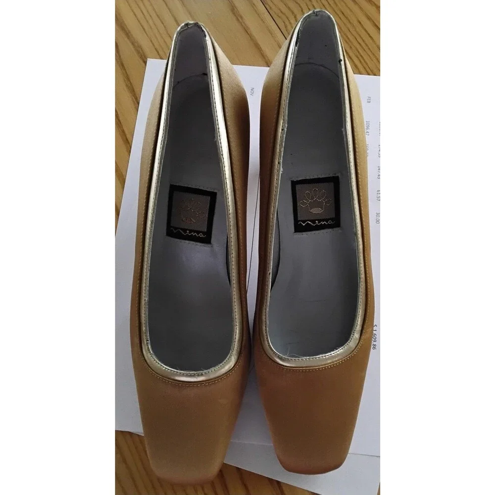 Vintage Women’s Nina Block Heel Dusty Gold Pumps Shoes 6.5 M
